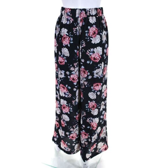 Ellelauri Womens High Rise Floral Print Belted Wide Leg Pants Blue Size S - Picture 3 of 5